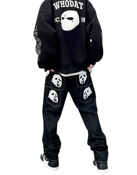Black Print Jeans
