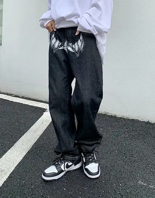 Black Print Jeans