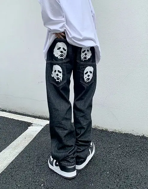 Black Print Jeans